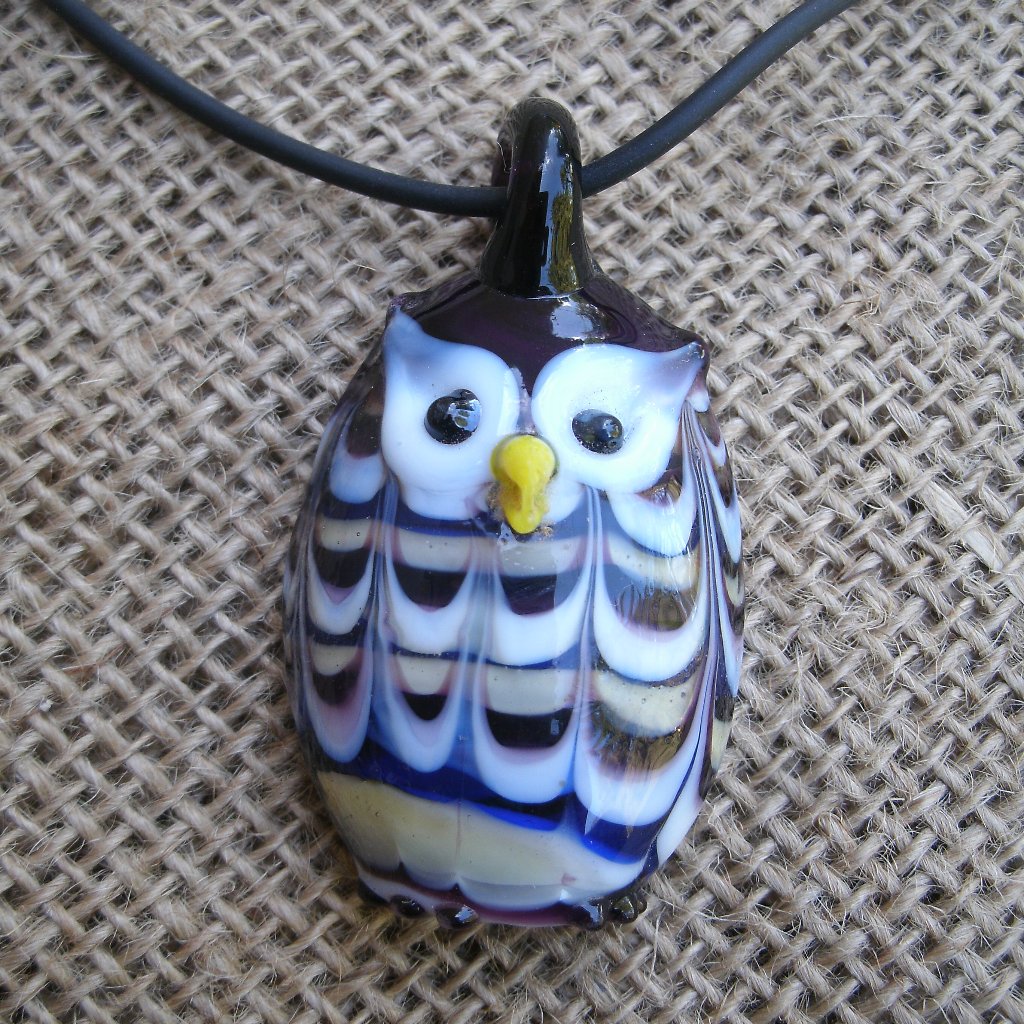 Murano Glass Owl Pendant Necklace